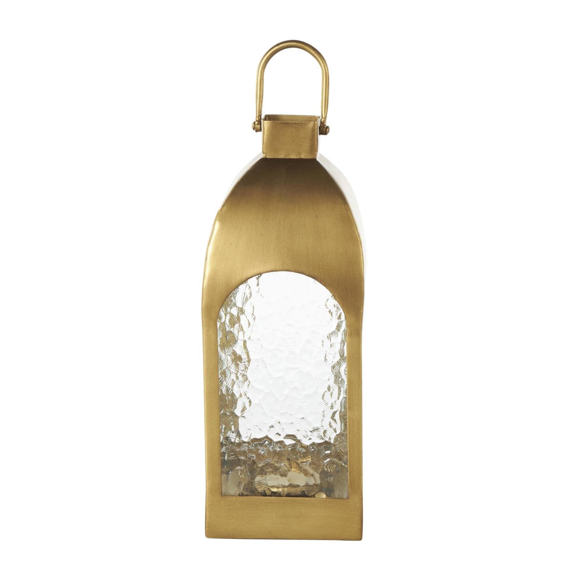 18" Gold Metal Arched Candle Lantern with Top Handle